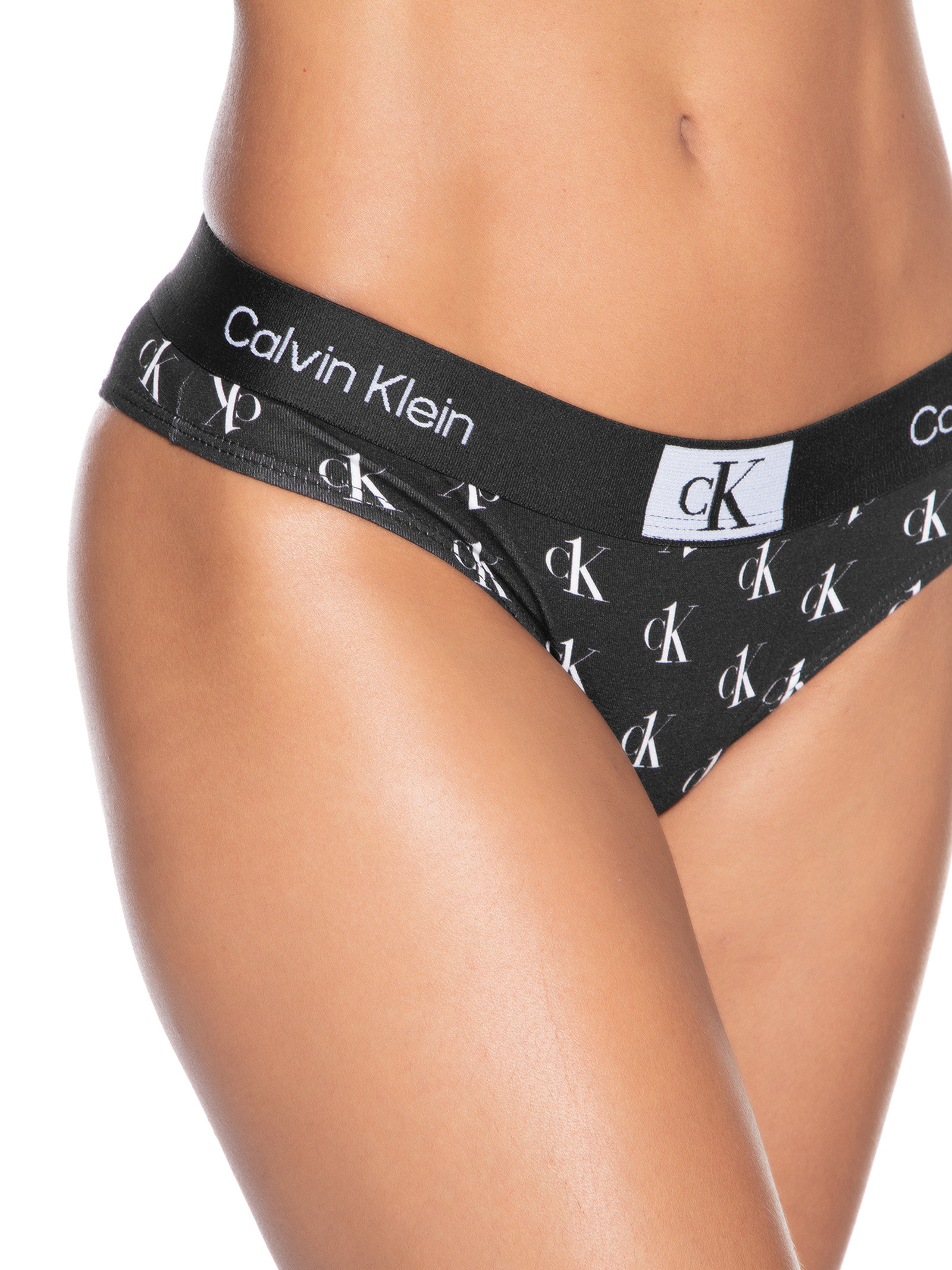 Calcinha Tanga Logo Lace - Calvin Klein Underwear - Preto - Oqvestir