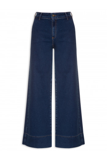 Calça Feminina Jeans Pantalona - Azul