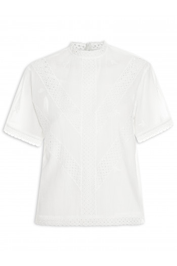 T-Shirt Feminina Floral De Linha - Branco