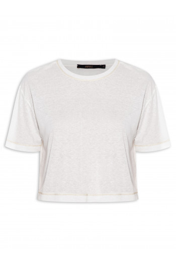 T-shirt Feminina Malha Lurex Sthe - Off White