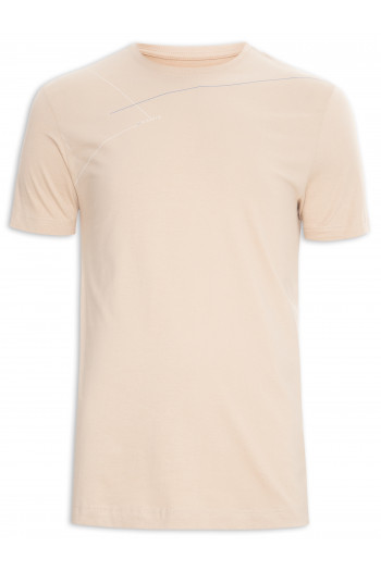 Camiseta Masculina Estampa Linhas Cruzadas - Bege