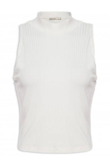 Blusa Feminina Cropped Raglan Canelada - Off White