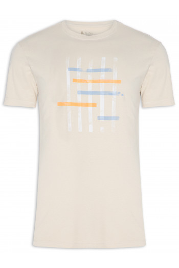 T-shirt Masculina Gráfico - Bege