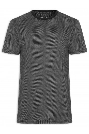T-shirt Masculina Textura Roca - Preto