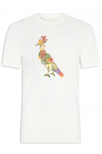 Camiseta Masculina Estampa Pica Pau Jardim Botânico - Off White