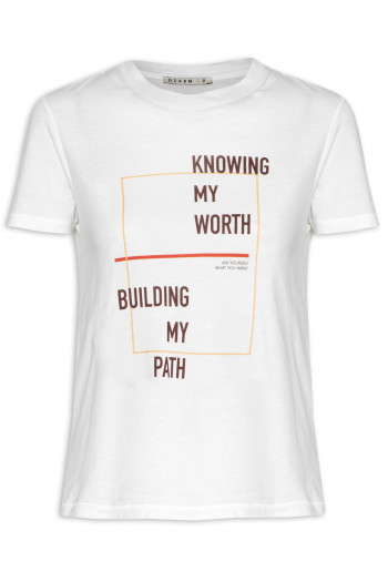 Camiseta Feminina My Worth My Path - Off White