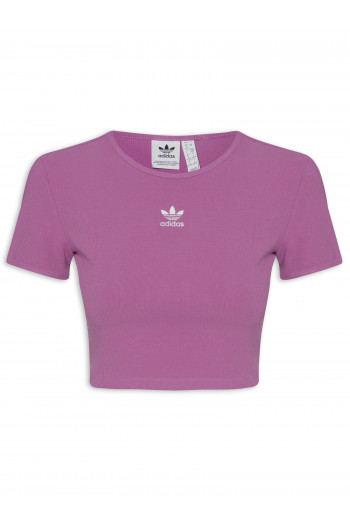 Camiseta Feminina Cropped Rib - Rosa
