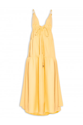 Vestido Midi Recortes - Amarelo