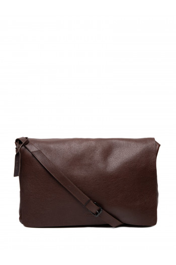 Bolsa Unissex Leather Crossbody dy E-Basics Bag large - Marrom