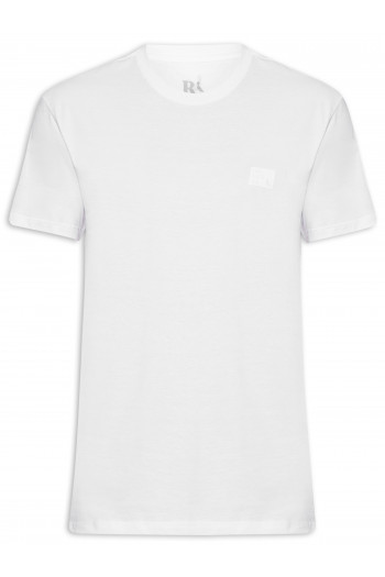 Camiseta Masculina Pima Estampa Minimal Quadrada - Branco