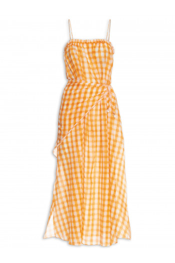 Vestido Midi Vichy Marquesa - Amarelo