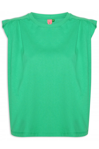T-Shirt Feminina Pregas Ombro - Verde