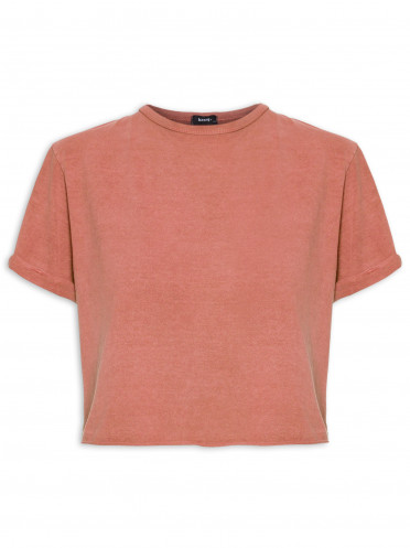 T-shirt Feminina Cropped Estonada - Vermelho