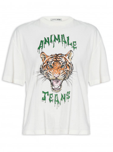 T-shirt Feminina Tigre Raw - Off White