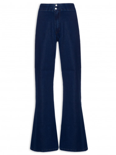 Calça Feminina Pantalona Jeans - Azul