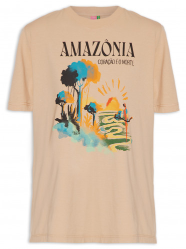 T-shirt Feminina Fit Amazônia Coração é o Norte - Bege