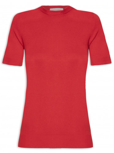 T-shirt Feminina Tricot Básico - Vermelho