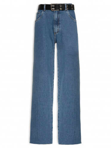 Calça Feminina Jeans Wide Leg Super High - Azul