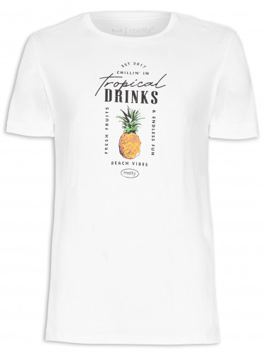 T-Shirt Masculina Tropical Drinks - Branco