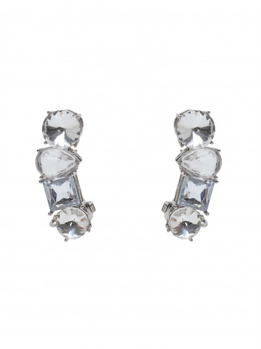 Brinco Feminino Ear Cuff Pedra Cristal - Prata