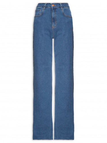 Calça Feminina Jeans Wide Leg Cintura Super Alta - Azul