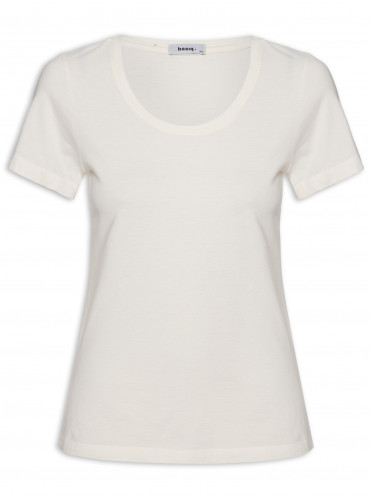 T-shirt Feminina Decote Redondo Básica - Off White