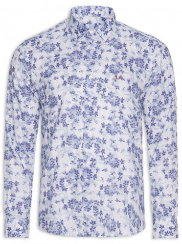 Camisa Casual Flower - Azul