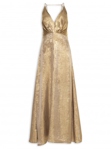 Vestido Longo Silk Lame - Dourado