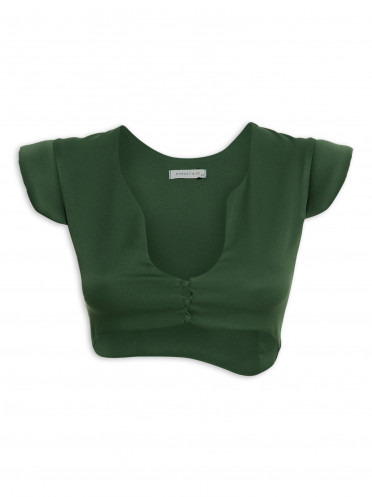 Blusa Cropped Feminina Assimétrica - Verde