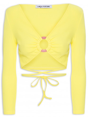 Blusa Feminina Com Amarração Cropped - Amarelo