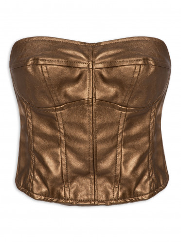 Top Corselet Leather - Marrom