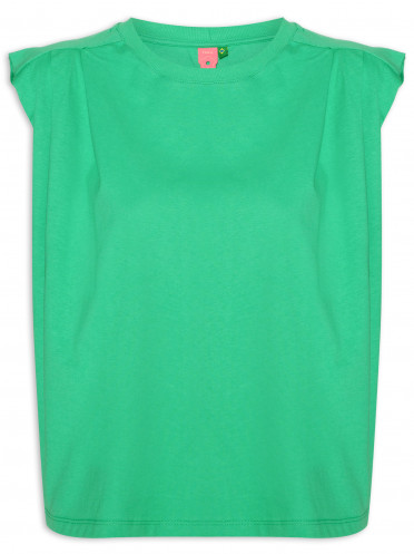 T-Shirt Feminina Pregas Ombro - Verde