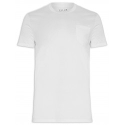 T-shirt Masculina Cotton Fine Easa Pocket Classic - Branco 