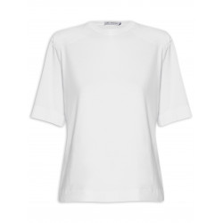 T-shirt Feminina Malha Ombreiras - Branco 