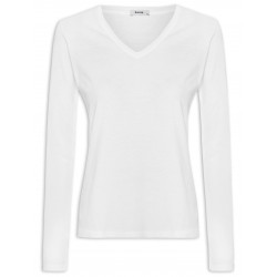 T-Shirt Feminina Malha Com Decote V - Branco